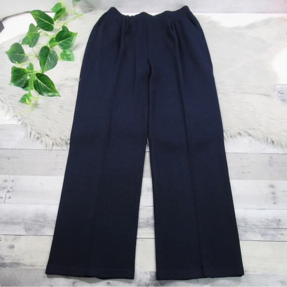 ST. JOHN Dark Blue Santana Knit Wool Blend Knit Trousers Pants Women’s Size 12 - Picture 3 of 12